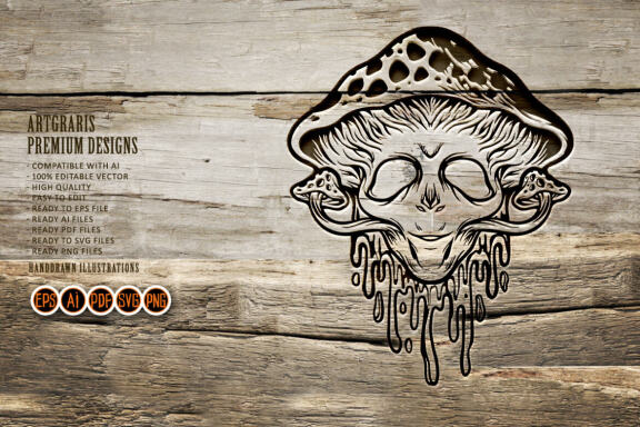 mushroom headed alien Silhouette