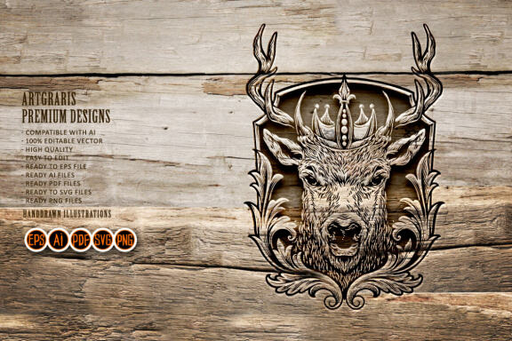 Head Deer Logo Classic Silhouette