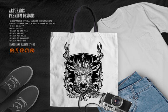 Head Deer Logo Classic Silhouette