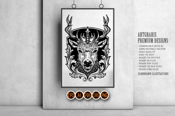 Head Deer Logo Classic Silhouette