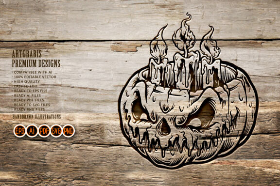 Silhouette Halloween Pumpkins Candle light
