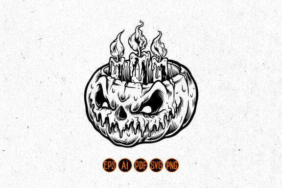 Silhouette Halloween Pumpkins Candle light