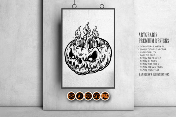 Silhouette Halloween Pumpkins Candle light