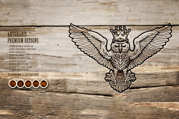 Animal Owl King Mascot Silhouette