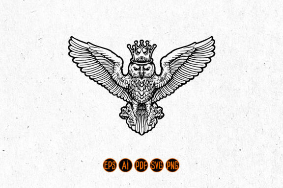 Animal Owl King Mascot Silhouette