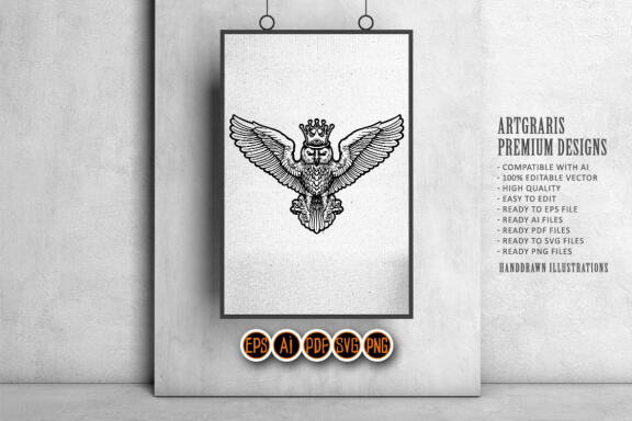 Animal Owl King Mascot Silhouette
