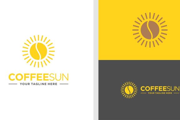 COFFEE AND SUN LOGO SIMPLE GEOMETRIC LINE EDITABLE