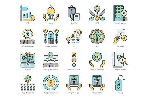 66 Crowdfunding Icons | Aqua