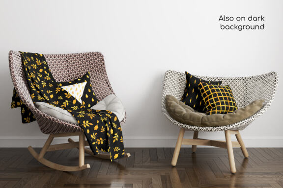 Autumn watercolor digital papers | Gold leaves and geometry