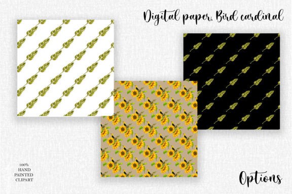 Sunflowers and wheat seamless pattern