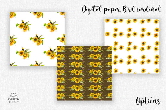 Sunflowers and wheat seamless pattern
