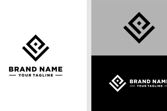 LP LOGO NEGATIVE SPACE LINE SIMPLE EDITABLE