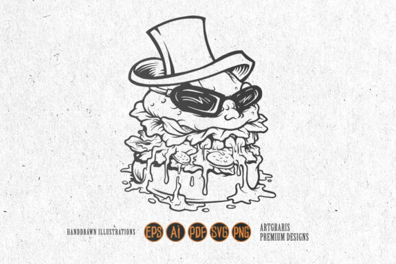 Cool Hamburger Mascot Silhouette 