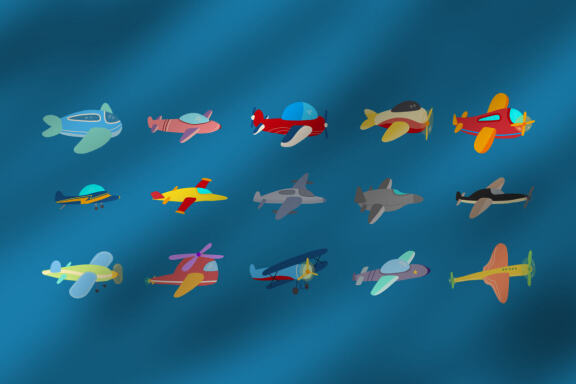 Cute 15 Airplanes Clipart Set