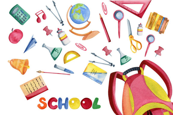 Watercolor Back to school clipart
