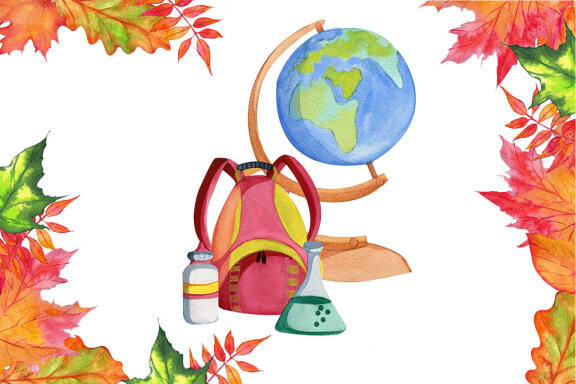 Watercolor Back to school clipart