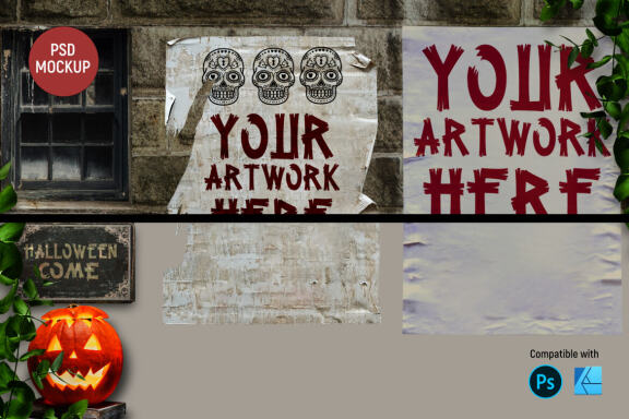 Halloween wall | Poster Mockup
