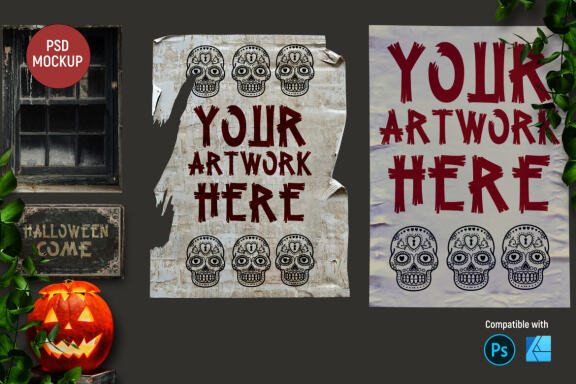 Halloween wall | Poster Mockup