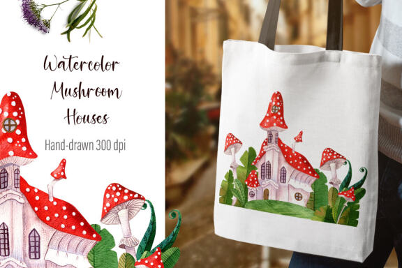 Mushroom House - Free Sublimation Illustration