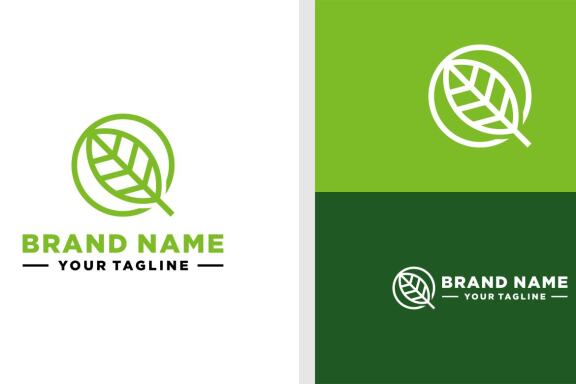 LETTER Q AND LEAF LOGO LINE SIMPLE EDITABLE