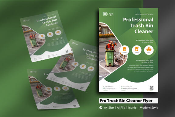 Professional Trash Bin Cleaner Flyer Template