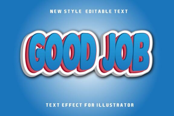 text effect 3d good job color blue and red gradient