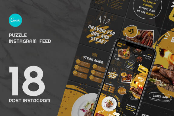 Steak Puzzle Instagram | CANVA Template
