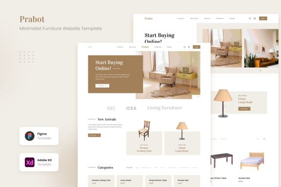 Prabot - Minimalist Furniture Website UI Template