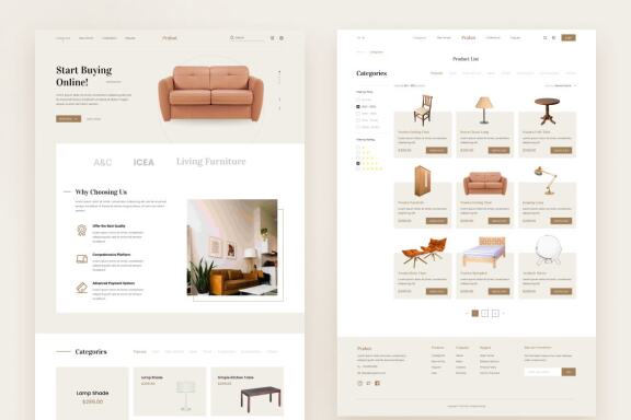 Prabot - Minimalist Furniture Website UI Template