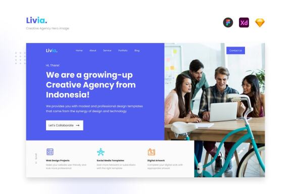 Livia - Creative Agency Hero Image Website UI