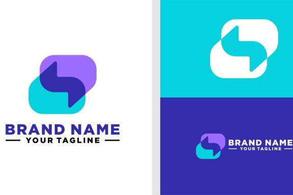 LETTER S AND BUBBLE CHAT LOGO MODERN NEGATIVE SPACE EDITABLE