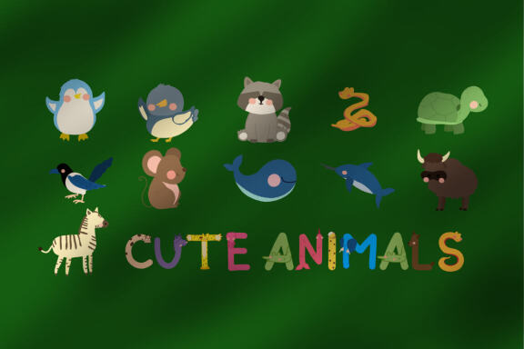 Cute 26 Animals Clipart Set Plus Seamless Pattern