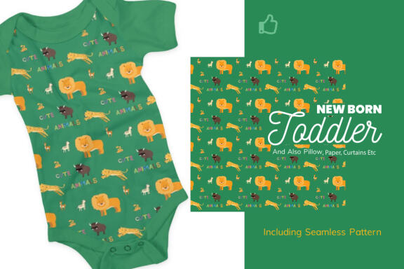 Cute 26 Animals Clipart Set Plus Seamless Pattern