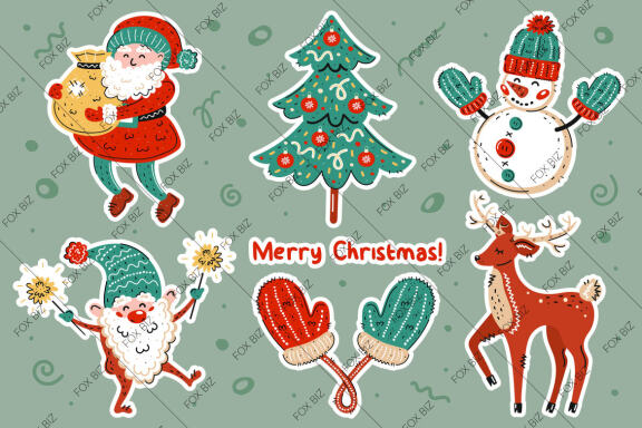 Christmas clip art. New Year illustrations