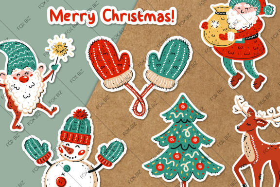 Christmas clip art. New Year illustrations