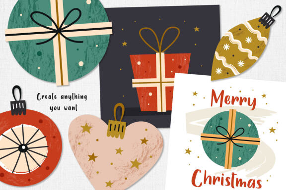 Merry Christmas clip art illustration.