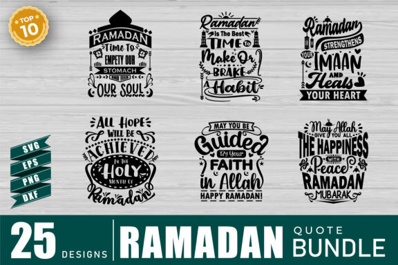 Ramadan Quotes SVG Bundle, Craft Designs Collection Cut File