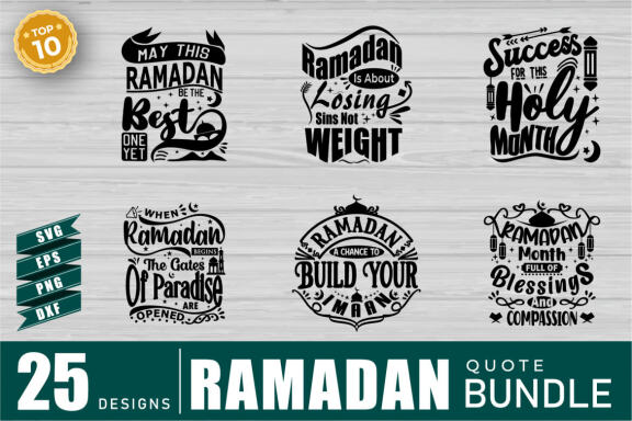 Ramadan Quotes SVG Bundle, Craft Designs Collection Cut File