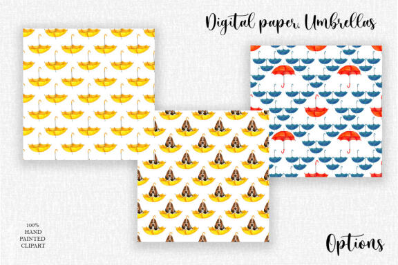Digital paper with umbrellas watercolor 