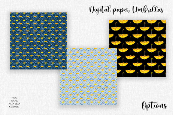 Digital paper with umbrellas watercolor 
