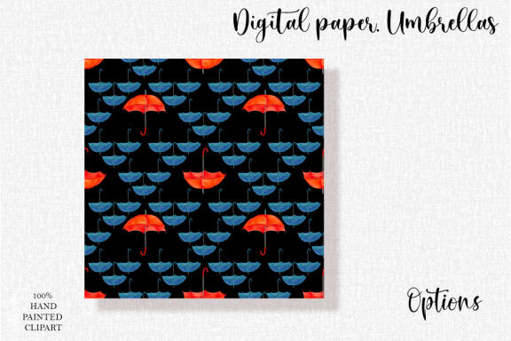 Digital paper with umbrellas watercolor 