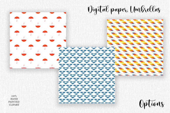 Digital paper with umbrellas watercolor 