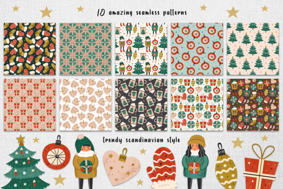 Christmas super amazing pack. Elements and patterns