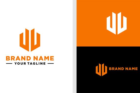 LETTER W MASK LOGO HEXAGON EDITABLE