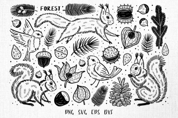 Forest cricut illustration. T Shirt print, silhouette