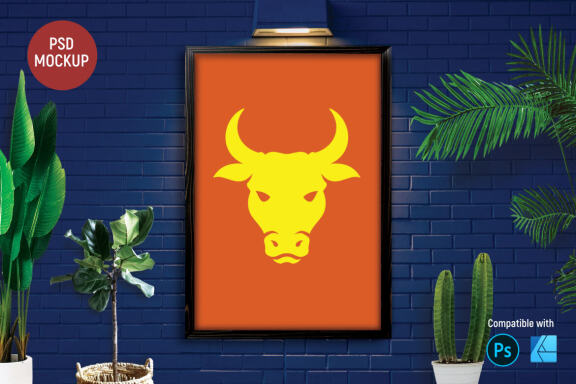 Blue Brick | Poster Mockup