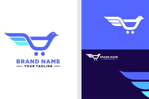 BIRD CART LOGO COMMERCE SHOP EDITABLE 