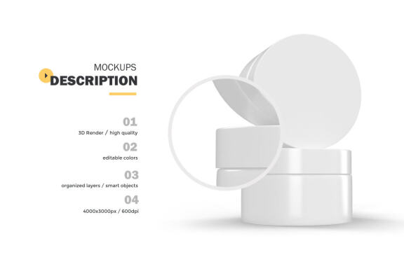 3D Plastic Jars - Cosmetic Product Mockup