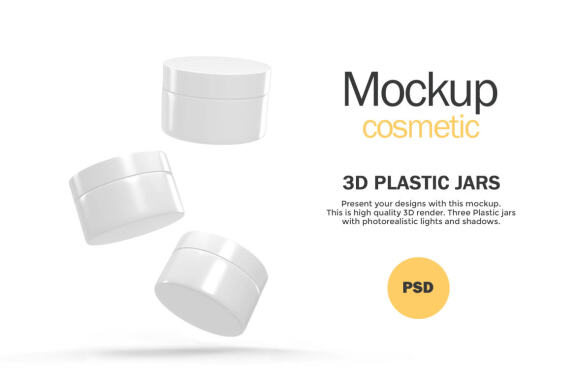 3D Plastic Jars - Cosmetic Product Mockup