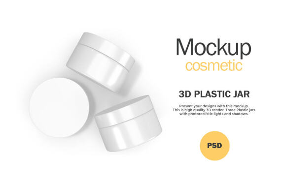 3D Plastic Jars - Cosmetic Product Mockup